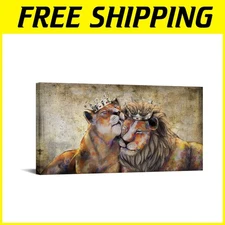 Lion King and Queen Wall Art 20x40inch