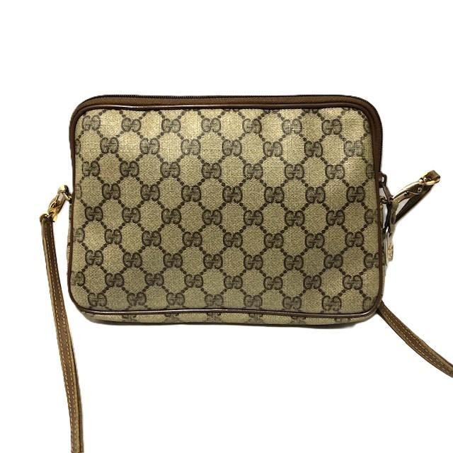 GUCCI Vintage GG Shoulder Bag PVC Brown Authentic F06141127