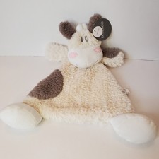 Demdaco White Gray Cow Lovey Security Blanket With Rattle