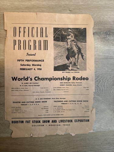 RARE 1950 Houston “Fat Stock” Rodeo Official Program Roy Rodger’s Texas