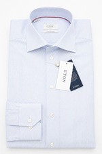 Men ETON Single Cuff Exstra Long Sleeve Cambridge Shirt Slim Fit Size 38 15