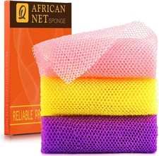 UJFQBH 3 Pieces African Bath Sponge African Net Long Net Exfoliating