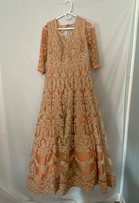 Peach Anarkali Suit Set - Matching Dupatta and Pants