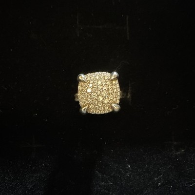 David Yurman 925 Sterling Silver Pavé Diamond Square Cocktail Ring Sz 7 Signed