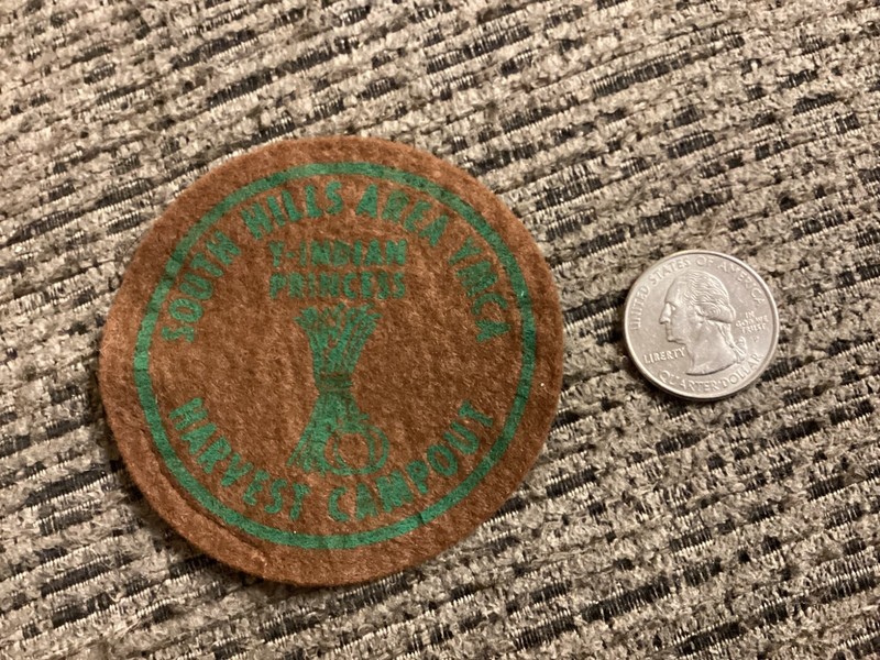 Vintage YMCA T-INDIAN PRINCESS Patch - HARVEST CAMPOUT - PITTSBURGH, PA