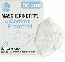 50 Mascherine FFP3 Certificate CE, Mascherina 5 Strati Senza Valvola, Maschera F