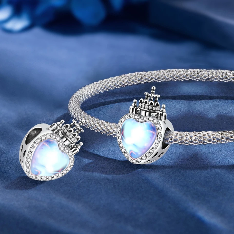 S925 Plata Esterlina Castillo Dije Cuentas Apto para Pulseras Hágalo Usted Mismo Joyería Mujeres Regalo Foto 3 de 4