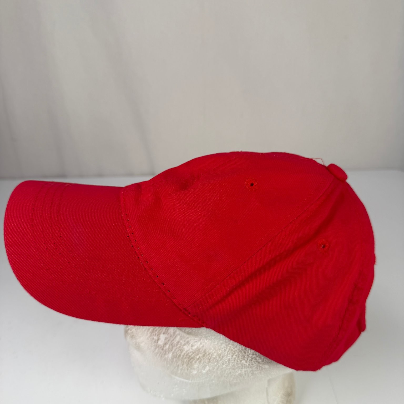 Men's Red Baseball Cap Solid Adjustable Strapback… - image 2