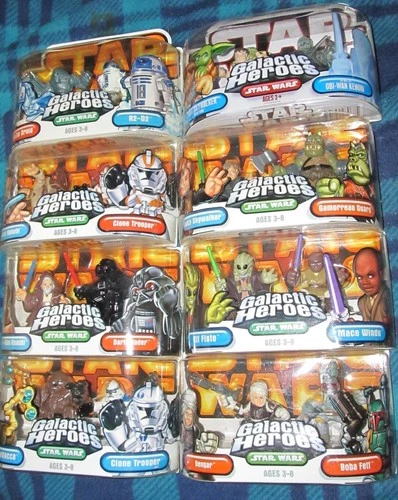 Star Wars Galactic Heroes Vintage 8 Different Pkgs, 16 Different Figures NEW