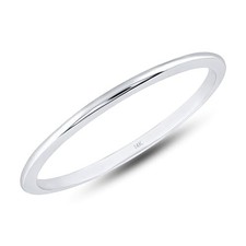 14k Yellow, White or Rose Gold 1MM Thin Wedding Band Dainty Stacking Ring