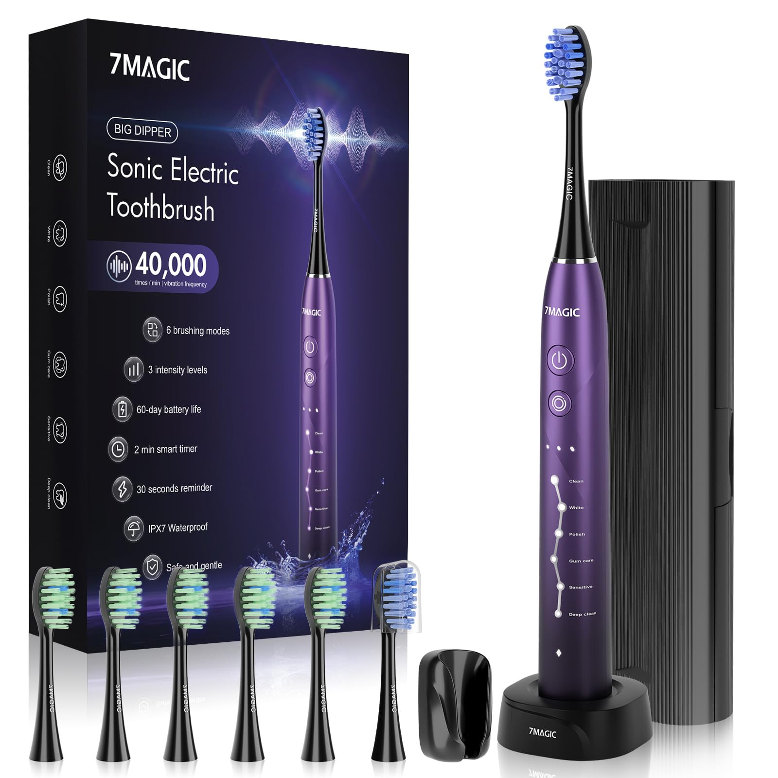 Electric Toothbrush for Adults, Sonic Toothbrush with 6 Mode
