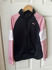Puma Youth Girls Size 6 Full Zip Up Black and Light Pink Jacket V 