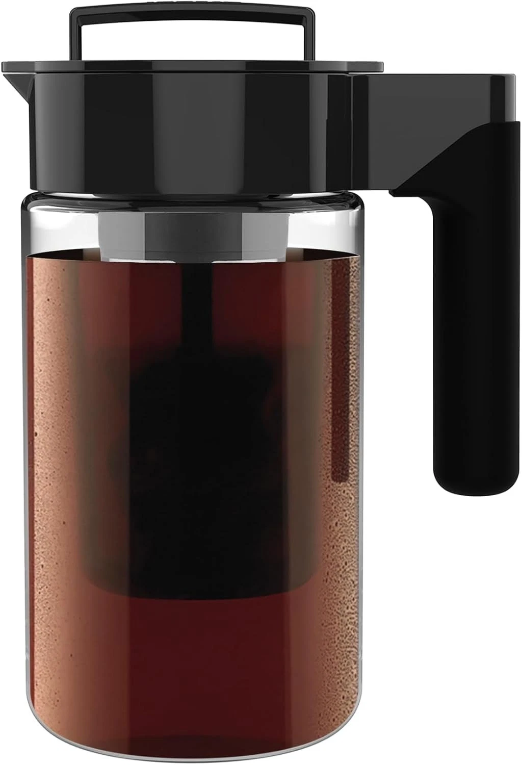 Takeya Glass Cold Brew Coffee Maker, Airtight Pitcher, 1 Quart, Black Lid and