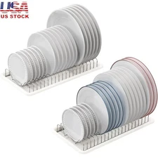 Stainless Steel Plate Rack Drying Storage Organizer 19 Plates Capacity New