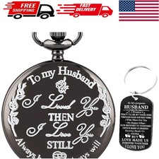 Elegant Stainless Steel Engraved Pocket Watch - Ideal Wedding Anniversary Gift