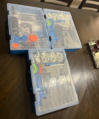VEX Building Pieces Bulk Lot w/ Plastic Storage Cases, Beams, Gears, Connectors