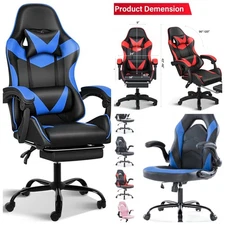 YSSOA Gaming Chair Leather PU Office Chair Recliner Swivel Seat with Footrest