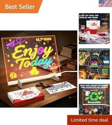 Multipurpose LED Drawing Board - 13.7'' x 10'' with 7 Markers & Tracing Paper