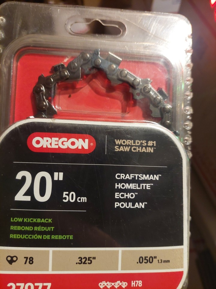 20 in OREGON CHAINSAW BAR and H78 CHAIN 78 Link .325” Pitch .050 Ga ...
