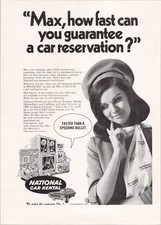 National Car Rental Vintage 1970 Magazine Ad Computer Woman Car