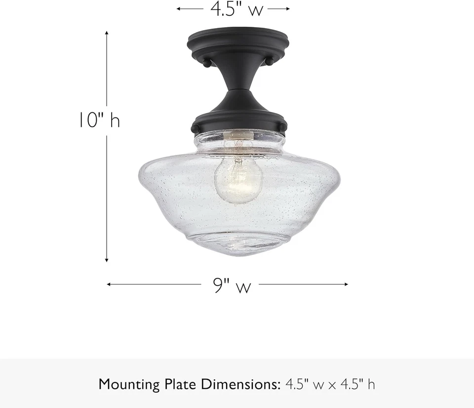 Design House 复古灵感校舍半冲洗 1 光,哑光黑色  — 第 2/4 张图片