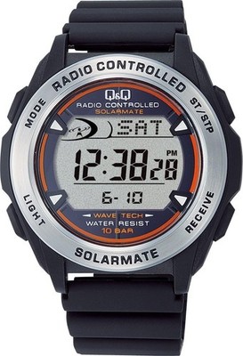 New Q&q MHS7-300 10 Mens Watch Digital Radio Controlled Solar Japan