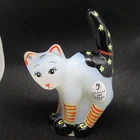 Fenton Opal Mist Halloween Hat on Cat Hand Painted Scaredy Cat 2005 M70