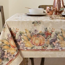 60x120 Inch Jubilee Printed Jacquard Fabric Rectangular Fall Tablecloth