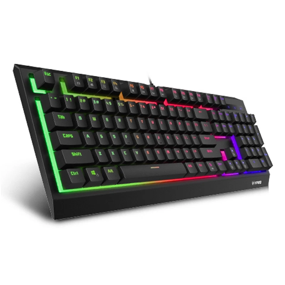 Rapoo Gaming Keyboard V52s Wired USB BACKLIT Qwerty Black Membrane 104 Keys - Image 2 of 4