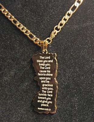 ''Aaronic Blessing'' Gold Pendant - Numbers 6:24-26 with Paleo Hebrew & English