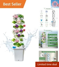 Art Deco Hydroponic Tower with 35 Plant Pods & Automatic Watering - 70 Inches