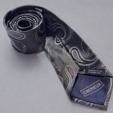 Daniel Cremieux 100% Silk Men Neck Tie Paisley Grey/Blue Made In USA