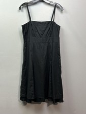 GAP Dress Womens Size 10 Black Pleated Hem A-Line Adjustable Straps Cotton