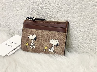 COACH x PEANUTS スヌーピー ケース Coach X Peanuts Mini Skinny ID Case Signature Canvas W/Snoopy