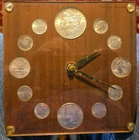 11 Silver coins!Our Silver Heritage Old Clock -  1 Silver Morgan Dollar 1898 O