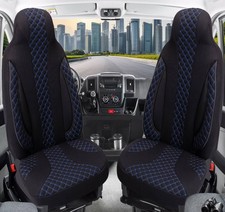 Schonbezüge Sitzbezüge für Seat Leon 2 1P Bj 2005-12 in Schwarz/Blaue Naht PL406