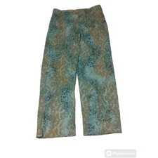 Vintage Blue Floral Pants Cropped Laura G Cotton Made in USA