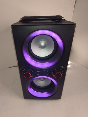 Portable Bluetooth Party Speaker Dual 8'' Woofers LED Lights Bass Boost USB AUX L
