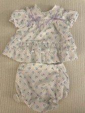 Vtg Baby Two Piece Set Lavender Ribbons Flora...