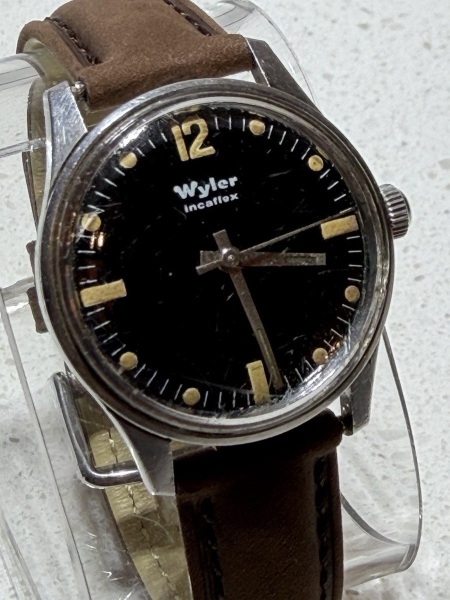 Rare Vintage Wyler Incaflex 1374-1122 Mens Swiss Watch Runs Great Retro Vintage Wyler Incaflex 1940-1950 main image 4