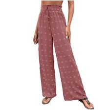 Summer Pants for Women Trendy High Waist Solid Color Straight Leg Pants Women's