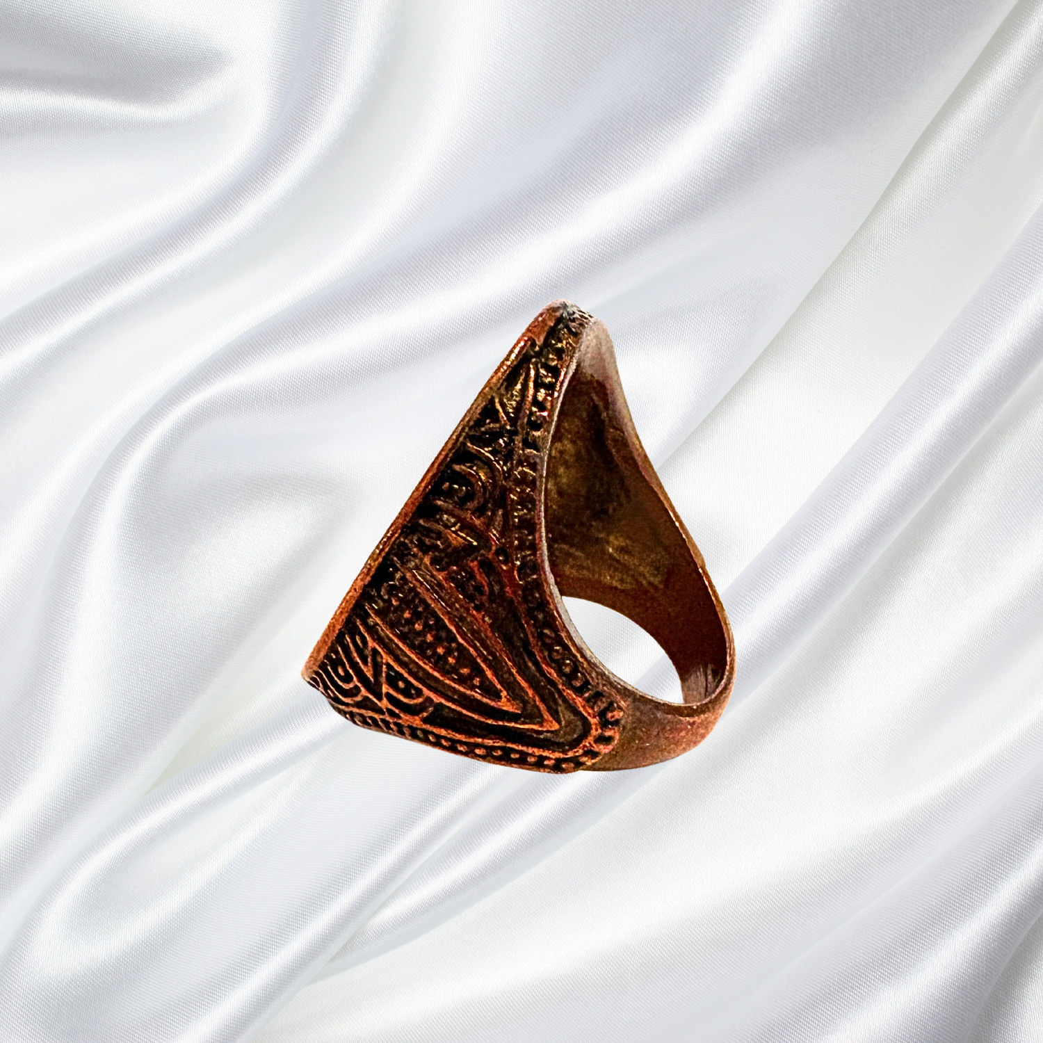 Copper or copper tone Statement Ring with Mother … - image 3