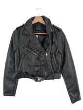 STRADIVARIUS Giacca in ecopelle Donna Giacca Taglia IT 42 nero stile casual