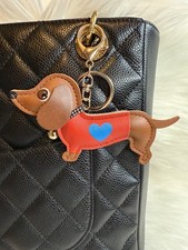 Faux Leather Dog Bag Charm Keychain Purse charm Brown Tan Color Birthday Gift