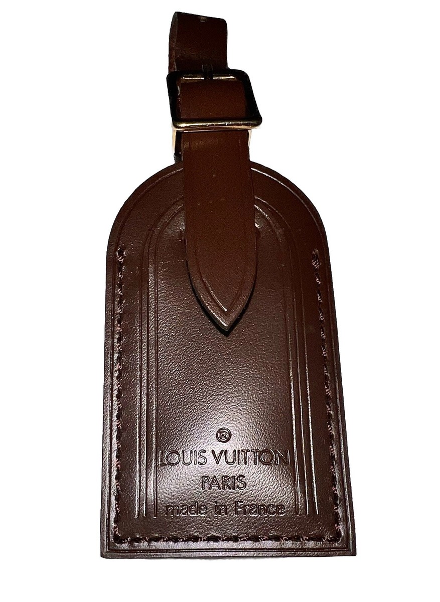 Louis Vuitton ネームタグ ダミエ Louis Vuitton Damier Ebene Leather Tag Small Brown Bag Charm Name
