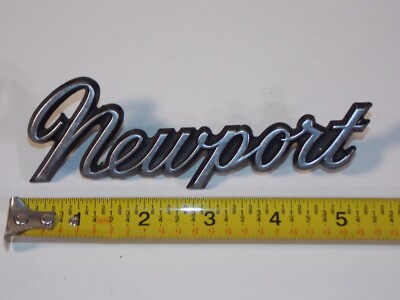 Vintage 1966-1977 Chrysler Newport Fender Panel Emblem Script OEM 58395A