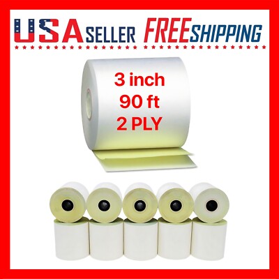 3'' x 90 ft 2 Ply Bond Paper Kitchen Receipt Printers POS 3 inch x 10Rolls