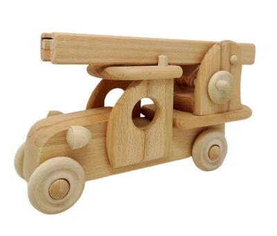 Feuerwehrauto mit beweglicher Leiter - groß - Holzspielzeug Motorik Kinder Auto - Bild 1 von 4