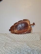 Wooden Tribal Art Vintage Leaf Design Dish Bowl. Wood Made Bowl