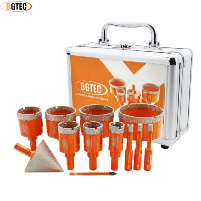 BGTEC 12pcs/box Diamond Core Drilling Bit Set Triangle Shank Hole Saw Cutter for Tile